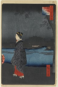 Night View of the Matsuchiyama and Sam'ya Canal – Hiroshige, 1857