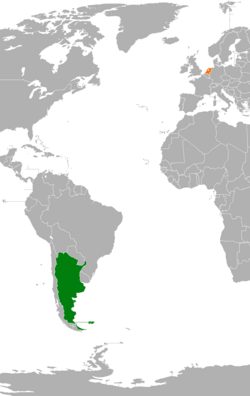 Map indicating locations of Argentina and Netherlands