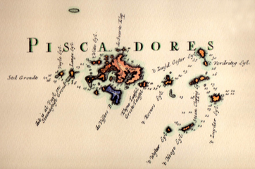 Map of Penghu (the Pescadores) including Hujing Island (labeled as Groote Taaffel) (circa 1726)