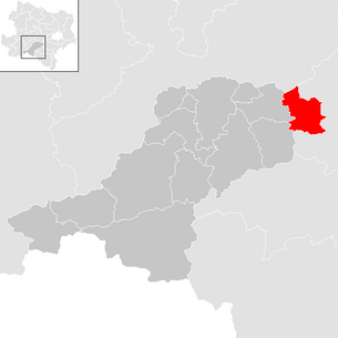 Lage der Gemeinde Kaumberg im Bezirk Lilienfeld (anklickbare Karte)