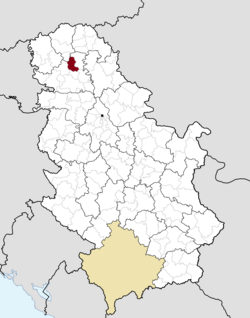 Location of the municipality of Srbobran within Serbia