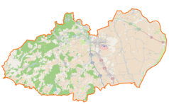 Mapa konturowa powiatu gdańskiego, po lewej znajduje się punkt z opisem „Jodłowno”