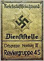 Amtsschild des Reichsluftschutzbundes der Ortsgruppe Hamburg IV