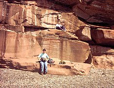 Sandstone cliff formation at Fleswick Bay