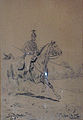 Mounted Hussar (drawing, 1918; privately owned)