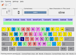 KTouch met de Colemak-toetsenbordindeling.