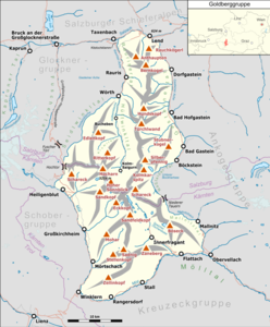 Lage der Goldberggruppe in Österreich