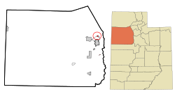 Location in Tooele County and the state of Utah