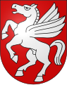 Geflügeltes Pegasos-Pferd im Wappen der Schweizer Gemeinde Bargen BE