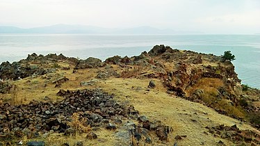 A view of Lake Sevan and Berdkunk Fortress