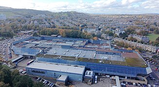 Drone image of Cameron Toll shopping centre.