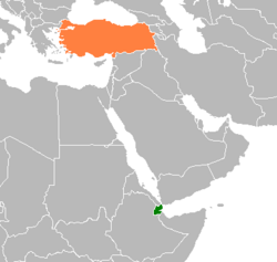 Haritada gösterilen yerlerde Djibouti ve Turkey