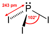 Structuurformule van fosfortri-jodide