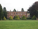 Shardlow Hall with attached garden seat to north-east corner, steps c.14m from north-west front and steps c.7m west of south-west corner