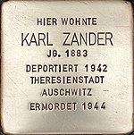 Stolperstein für Karl Zander (Ostwall 48)