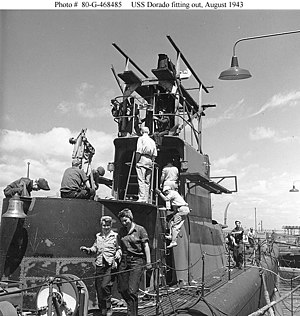 The USS Dorado's (SS-248) construction, in 1943.