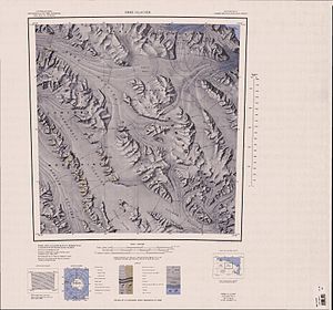 Karte der Concord Mountains und Admiralitätsberge, Leander-Gletscher ganz im Südosten