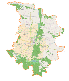 Mapa konturowa gminy Góra, po lewej nieco na dole znajduje się punkt z opisem „Osetno”