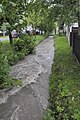 Der Rettbach am 1. Juni 2013 an gleicher Stelle bei Hochwasser