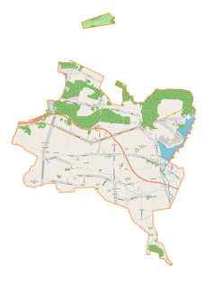 Mapa konturowa gminy Mierzęcice, blisko centrum na dole znajduje się punkt z opisem „Toporowice”