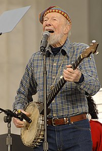 Pete Seeger di Lincoln Memorial, the National Mall, Washington, D.C., 18 Januari 2009.