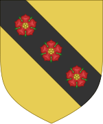 Riedenburg: Or, on a bend sable three roses gules, as depicted in the Weingartner Liederhandschrift