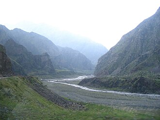 Die Darialschlucht: Blick von Süden nach Norden (talwärts)