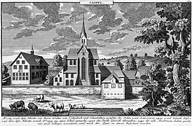 Das Kloster Kappel auf einem Stich von David Herrliberger 1741