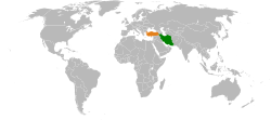 Haritada gösterilen yerlerde Iran ve Turkey