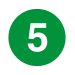 Rundes Liniensignet mit der weißen Zahl 5 in dunkelgrün gefülltem Kreis vor neutralem Hintergrund