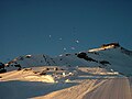 Gleitschirmflieger am Nebelhorn, Blick vom Panoramaweg (Winterroute)