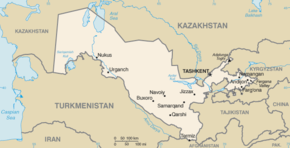 Kart over Republikken Usbekistan