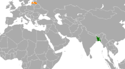 Map indicating locations of Bangladesh and Latvia