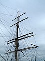 Foremast of the Elissa, 1877 iron barque, in port at Galveston, TX.