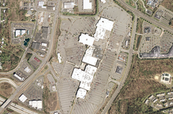 A satellite photograph of Hanes Mall located in Winston Salem, North Carolina.