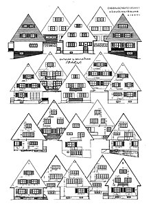 Hans Soeder, Riedwiesensiedlung Kassel, Entwurfszeichnung Giebelansichten (Erbbau-Genossenschaft Kassel eG)