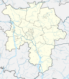 Mapa konturowa powiatu inowrocławskiego, u góry nieco na prawo znajduje się punkt z opisem „Chrząstowo”