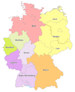 Geografische Einteilung der Oberligen zur Saison 2007/08