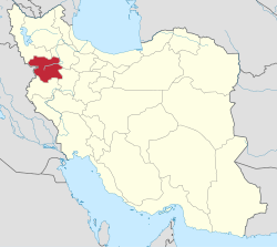 Lage der Provinz Kurdistan im Iran