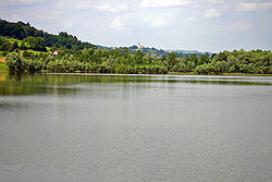 Lake Krašči (Lake Ledava) in the background