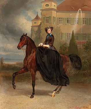 Elisabeth in Bayern zu Pferde, Franz Adam und Carl Theodor von Piloty, 1853