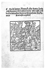 Einleitung des 1. Kapitels im 1. Buch der von Hans van Ghetelen 1498 gedruckten Ausgabe des Reynke de vos (Blatt 6b); Herzog August Bibliothek, Wolfenbüttel