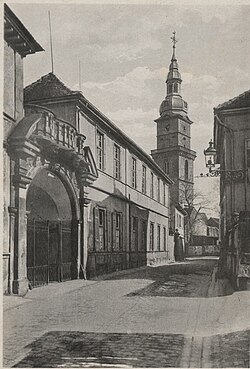 Leininger Oberhof und Martinskirche von Norden