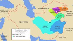 Timurid states in 1496 AD