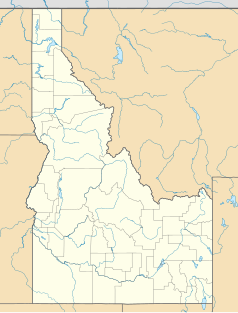 Mapa konturowa Idaho, na dole po prawej znajduje się punkt z opisem „Pocatello”