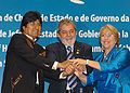 Image 27Left-leaning leaders of Bolivia, Brazil and Chile at the Union of South American Nations summit in 2008 (from History of Latin America)