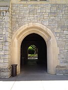 Hokie Stone framing an arch on campus.