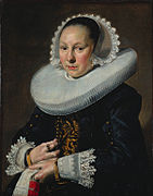 Frans Hals: Porträt einer Frau (Aeltje Dircksdr. Pater ?), 1638. Die Mühlsteinkrause wird in Holland noch lange geschätzt.
