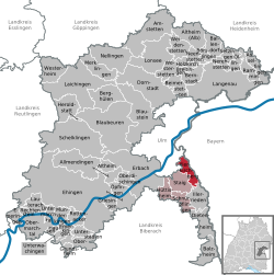 Elhelyezkedése Baden-Württemberg térképén