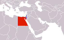 Israël (Blauw) en Egypte (rood).